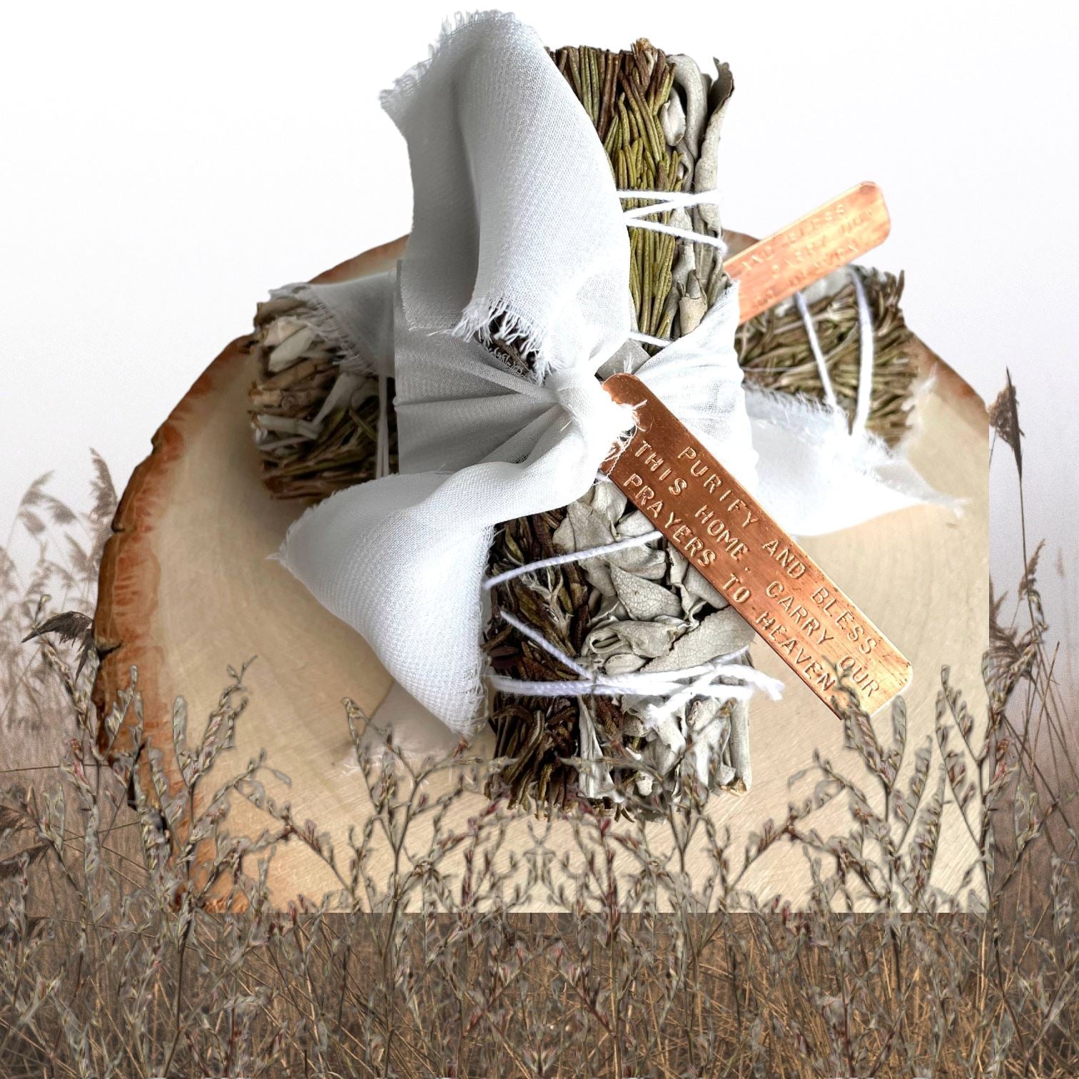 Sage & Rosemary Smudge + Selenite Bundle incense Divinne Ssence