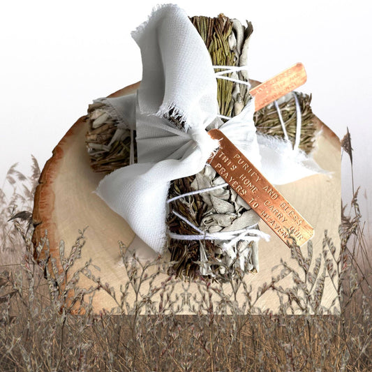 Sage & Rosemary Smudge + Selenite Bundle incense Divinne Ssence