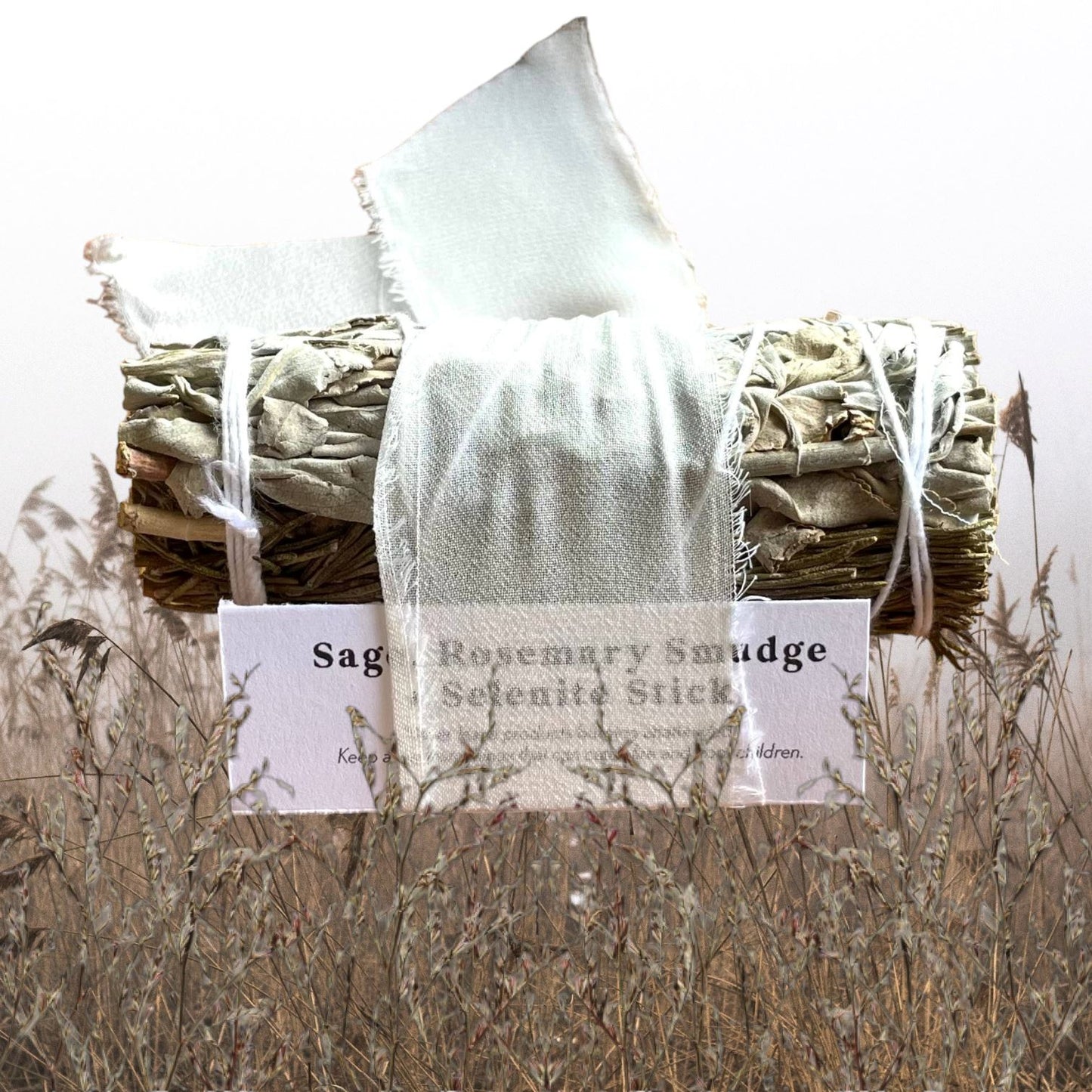 Sage & Rosemary Smudge + Selenite Bundle incense Divinne Ssence